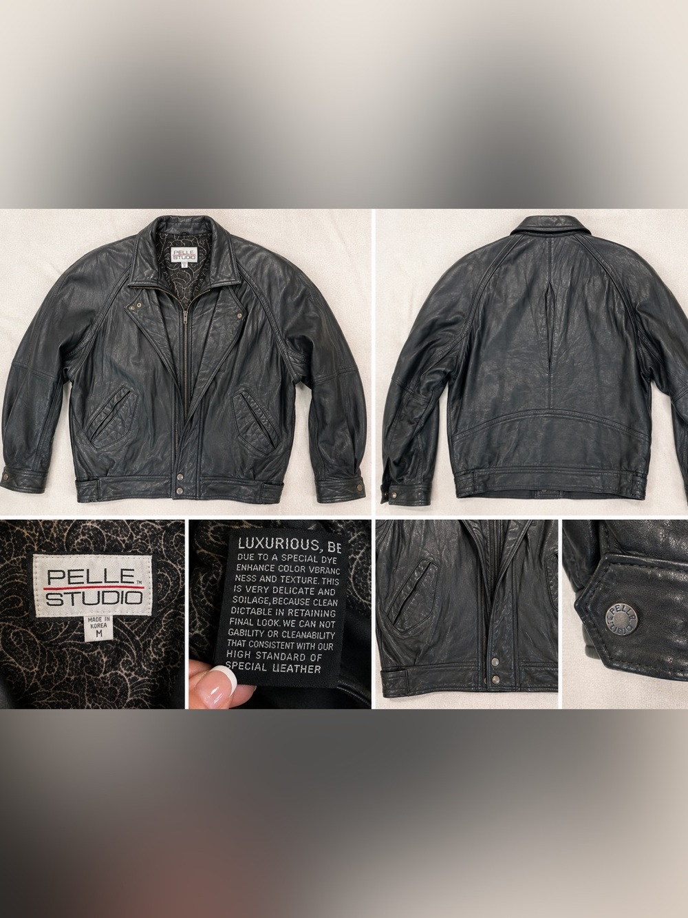 Unbelievably soft/ Vintage Pelle Studio Black Genuine Leather Moto Jacket Men’s